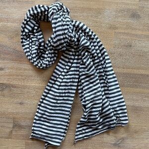J Crew Black & White Stripe Jersey Scarf